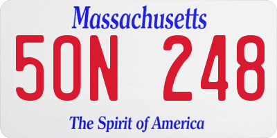 MA license plate 5ON248