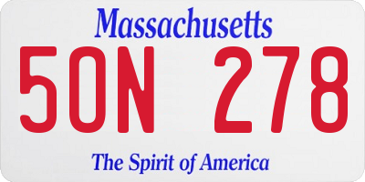 MA license plate 5ON278