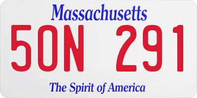 MA license plate 5ON291