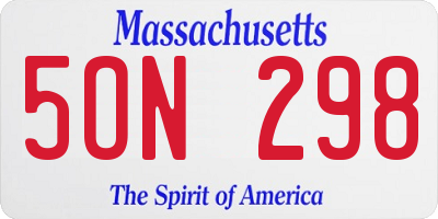 MA license plate 5ON298
