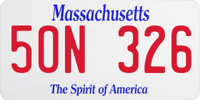MA license plate 5ON326