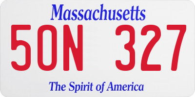 MA license plate 5ON327