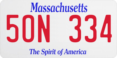 MA license plate 5ON334