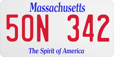 MA license plate 5ON342