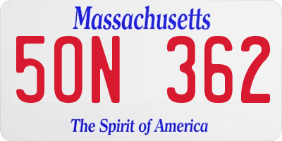 MA license plate 5ON362