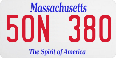 MA license plate 5ON380