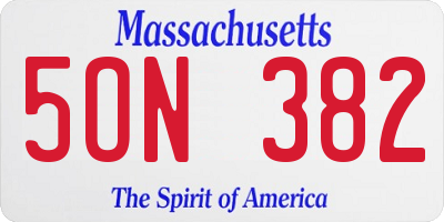 MA license plate 5ON382