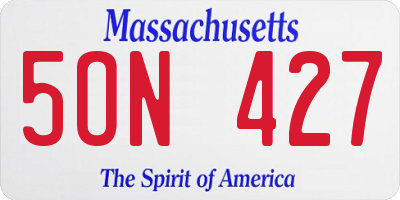 MA license plate 5ON427