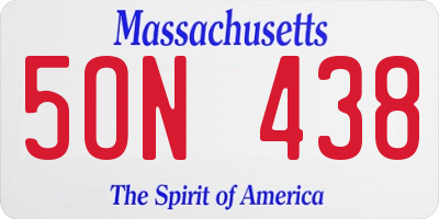 MA license plate 5ON438