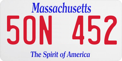 MA license plate 5ON452