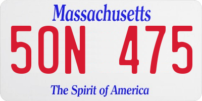 MA license plate 5ON475