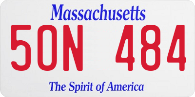 MA license plate 5ON484