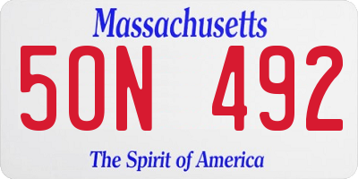 MA license plate 5ON492