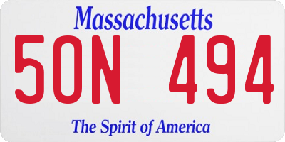 MA license plate 5ON494