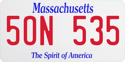 MA license plate 5ON535
