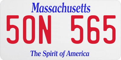 MA license plate 5ON565