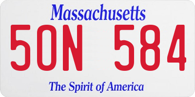MA license plate 5ON584