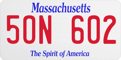 MA license plate 5ON602
