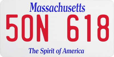 MA license plate 5ON618
