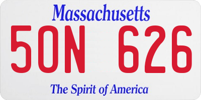 MA license plate 5ON626