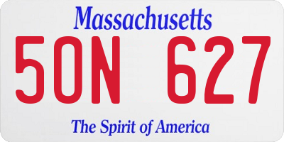 MA license plate 5ON627