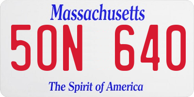 MA license plate 5ON640