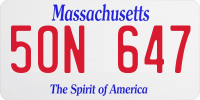 MA license plate 5ON647