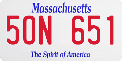 MA license plate 5ON651