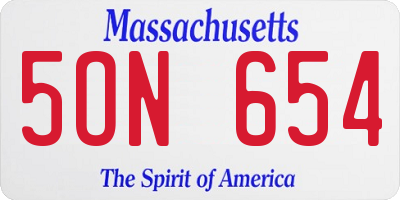 MA license plate 5ON654