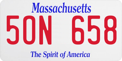 MA license plate 5ON658
