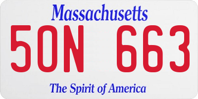 MA license plate 5ON663