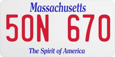 MA license plate 5ON670