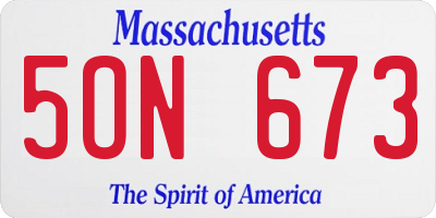 MA license plate 5ON673