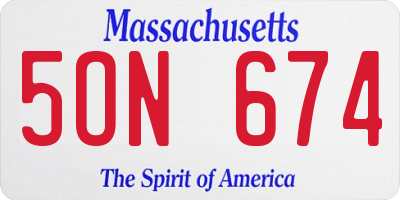 MA license plate 5ON674