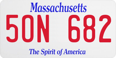 MA license plate 5ON682