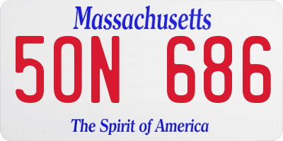 MA license plate 5ON686