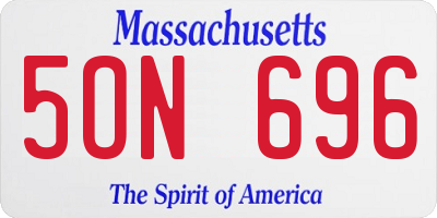 MA license plate 5ON696