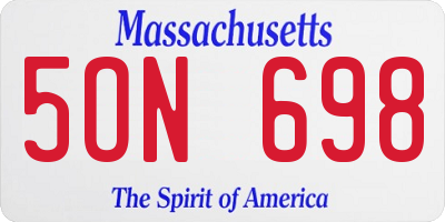 MA license plate 5ON698