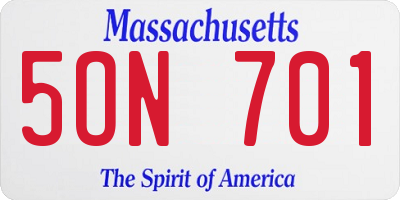 MA license plate 5ON701