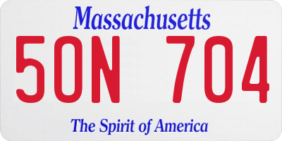 MA license plate 5ON704