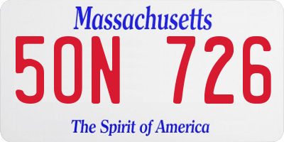 MA license plate 5ON726