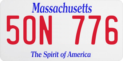 MA license plate 5ON776