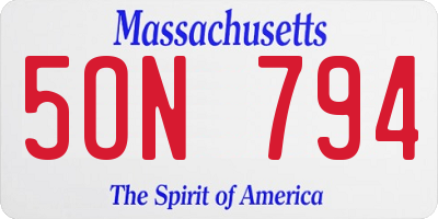 MA license plate 5ON794