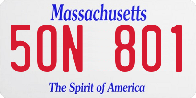 MA license plate 5ON801