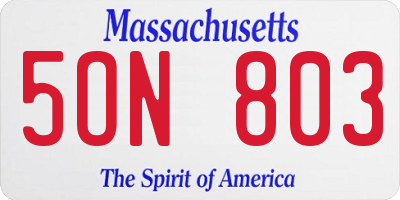 MA license plate 5ON803
