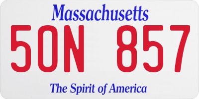 MA license plate 5ON857