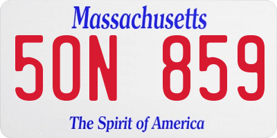 MA license plate 5ON859