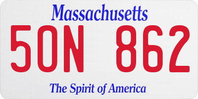 MA license plate 5ON862
