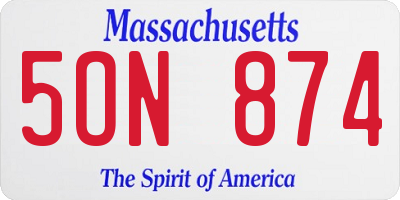 MA license plate 5ON874