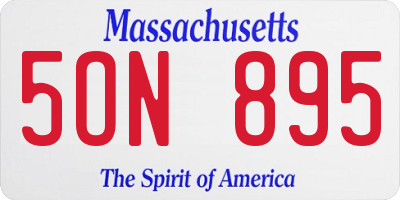 MA license plate 5ON895